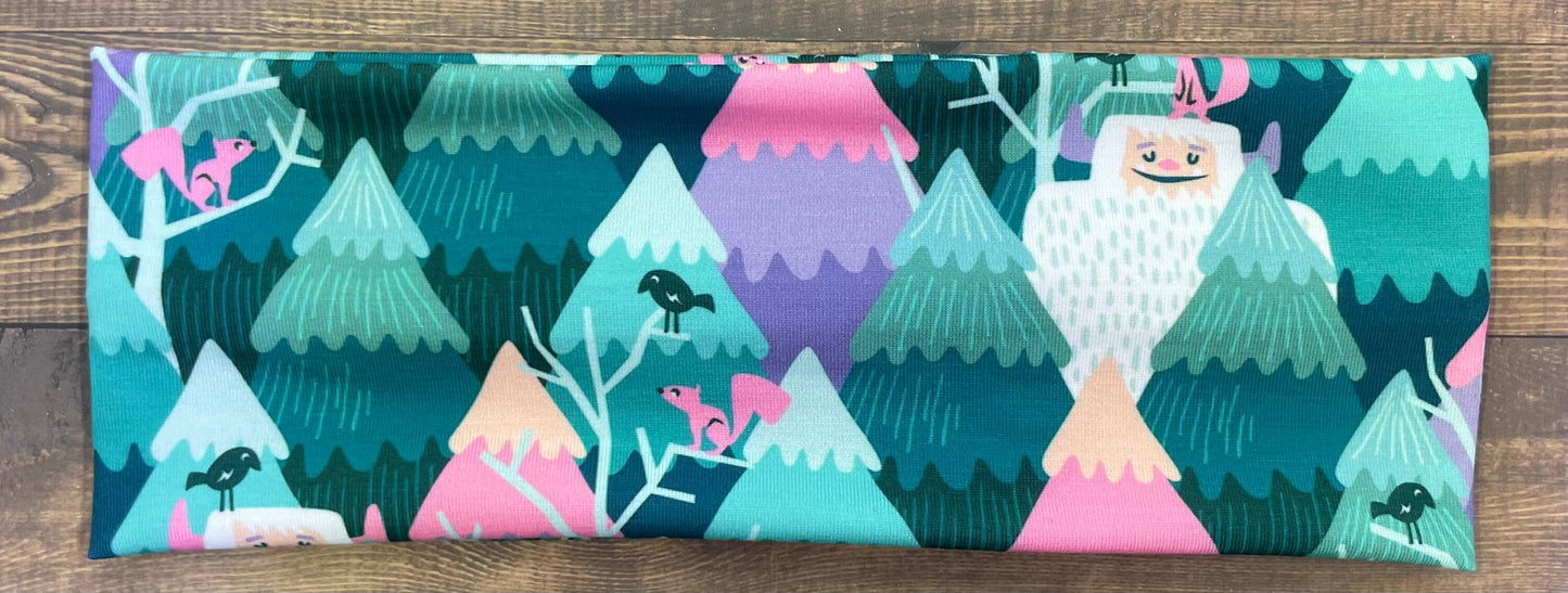 Headbands Yeti and Forest Creatures Green Mountains Handmade Headbands Jersey Knit Soft