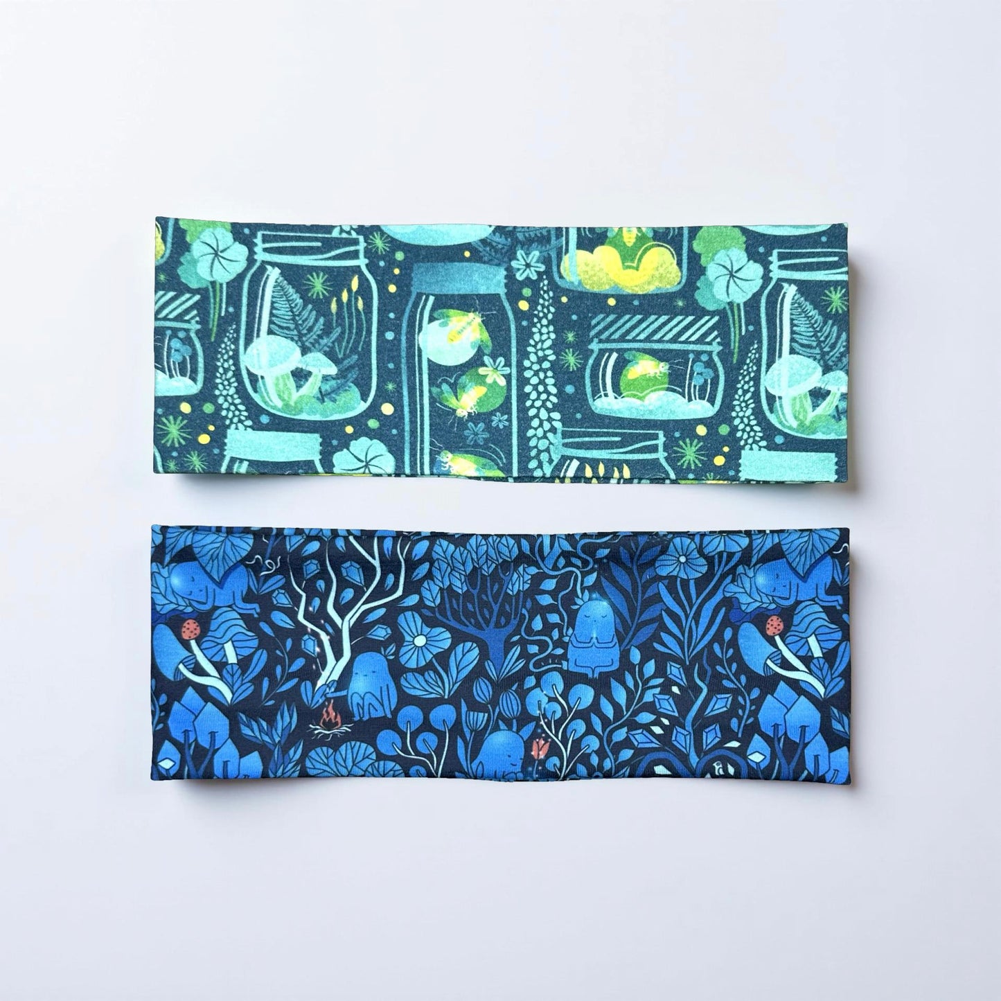 Forrest Creature Headband and Fire Flys Handmade Headbands Jersey Knit Soft Mushrooms
