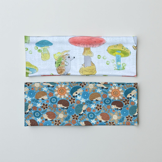 Hedgehog With Backpacks Jersey Knit Soft Headbands Crafts Alaska Gift Mushroom Snails Forrest Creatures