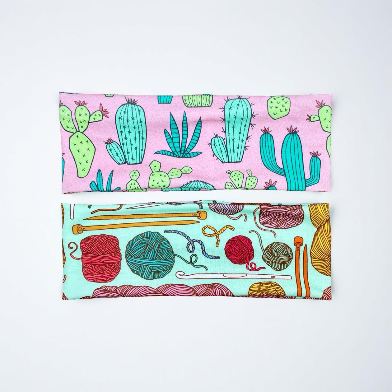 Knitting Headband and Desert Cactus Succulent Jersey Knit Soft Yarn Bandeau