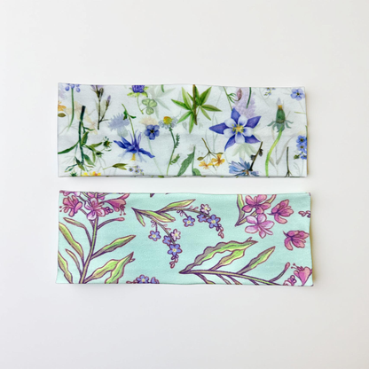 Handmade Floral Headband: Alaskan Fireweed & Columbine Jersey Knit