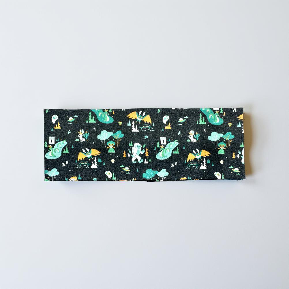 Bigfoot and Cryptids Headband Handmade Soft Jersey Knit Mythylogical Sweatband