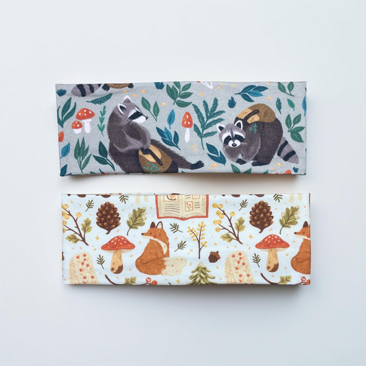 Headbands Raccoon and Fox Cottage Core Mushroom Forrest Jersey Knit Soft Headbands Crafts Alaska Gift Mushroom Forrest Creatures