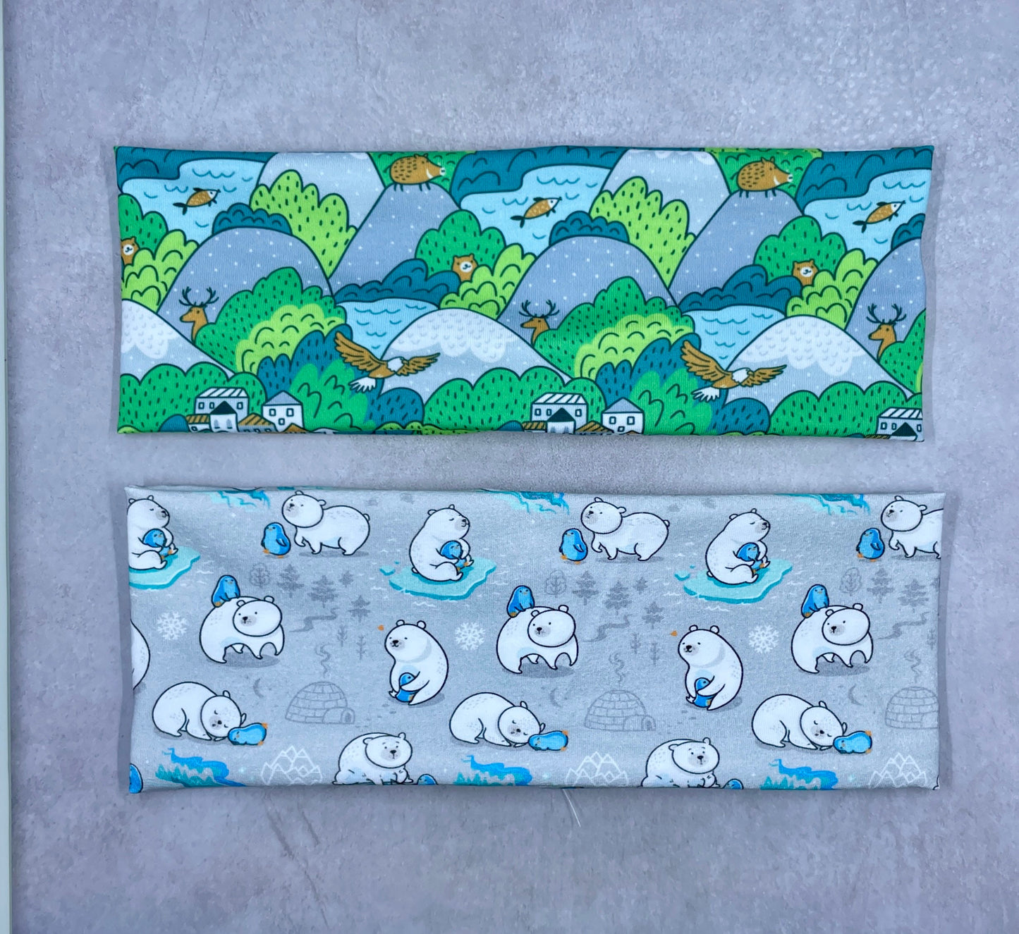 Handmade Mountains & Polar Bears Jersey Knit Headband