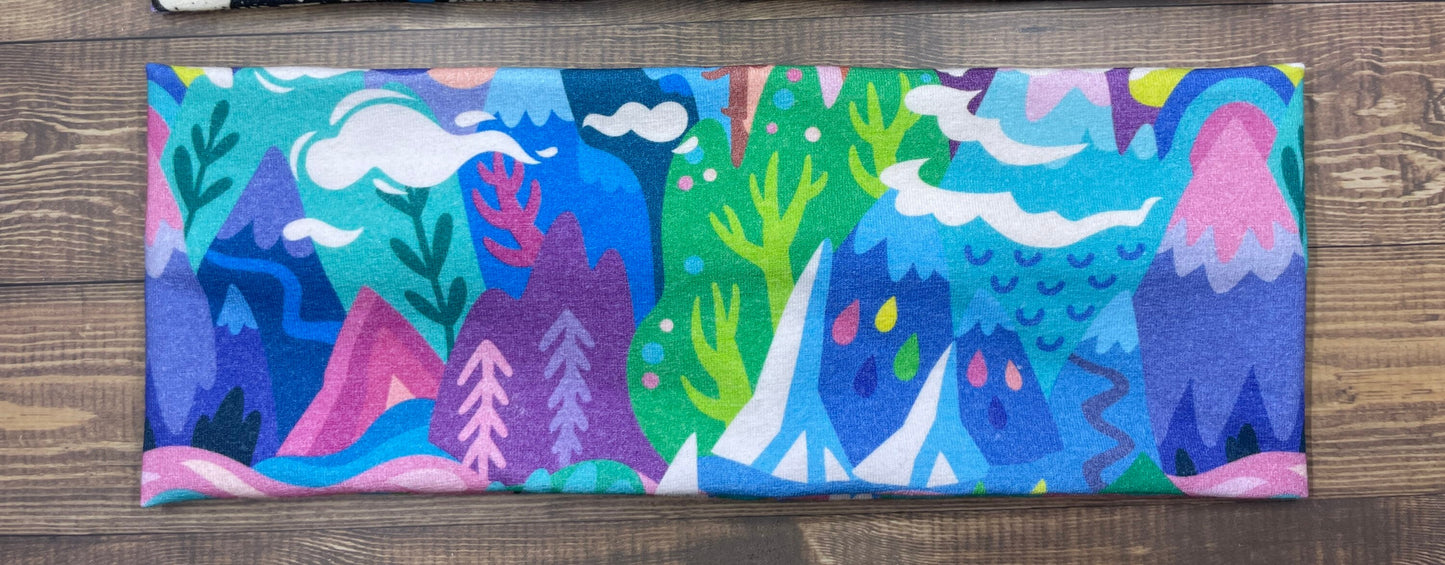Mountains Handmade Headbands Jersey Knit Soft Starry Galaxy and Watercolor Mountains