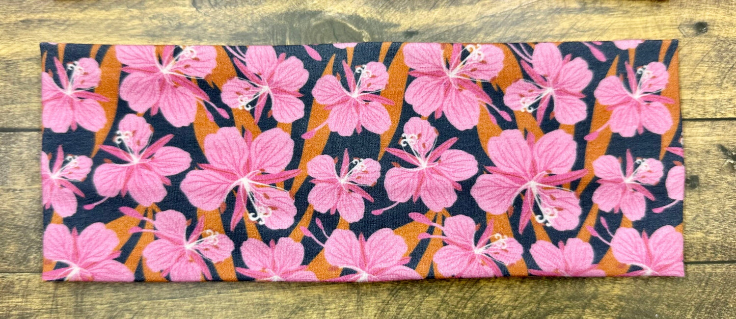 Alaskan Fireweed and Berries  Handmade Headbands Jersey Knit Soft Raspberries Blueberries Floral and Flowers