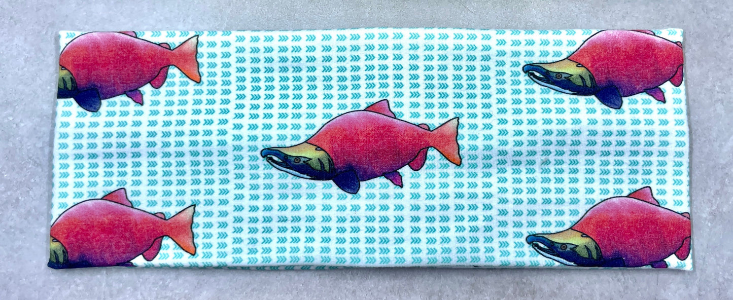 Alaska Headband Husky and Salmon Handmade Bandeau Jersey Knit Soft