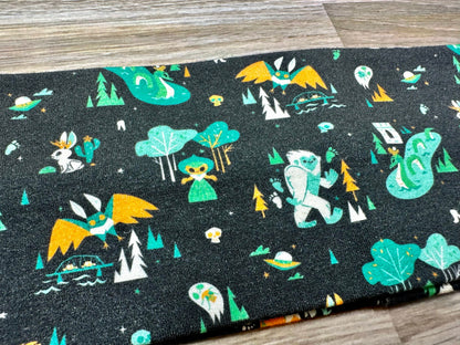 Bigfoot and Cryptids Headband Handmade Soft Jersey Knit Mythylogical Sweatband