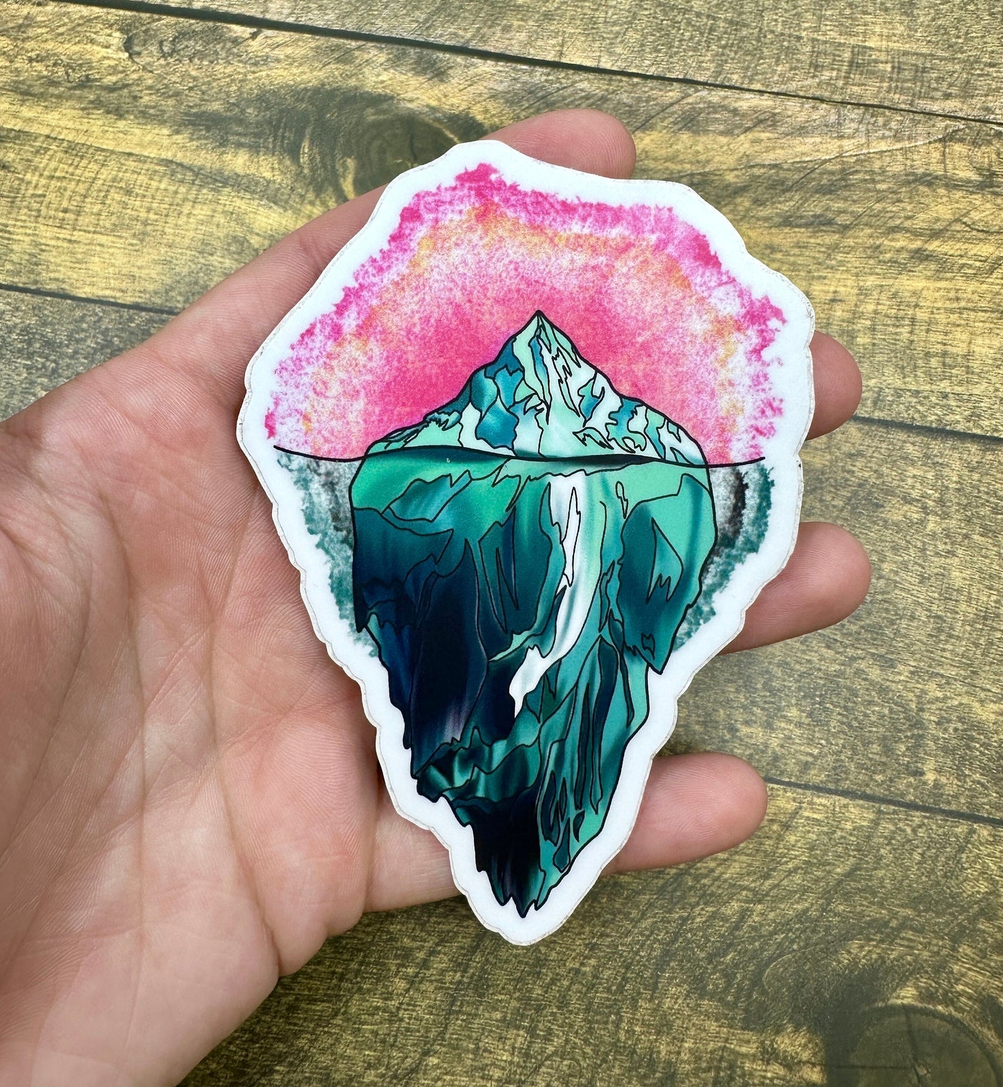 Iceberg Sticker Pink Edition Original Design Art Waterproof Laptop and Water Bottle Sticker