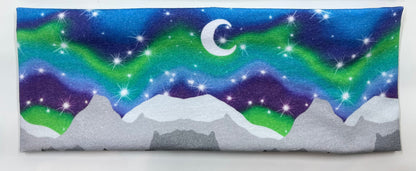 Alaskan Northern Lights Mountains and Jellyfish Handmade Headbands Jersey Knit Soft