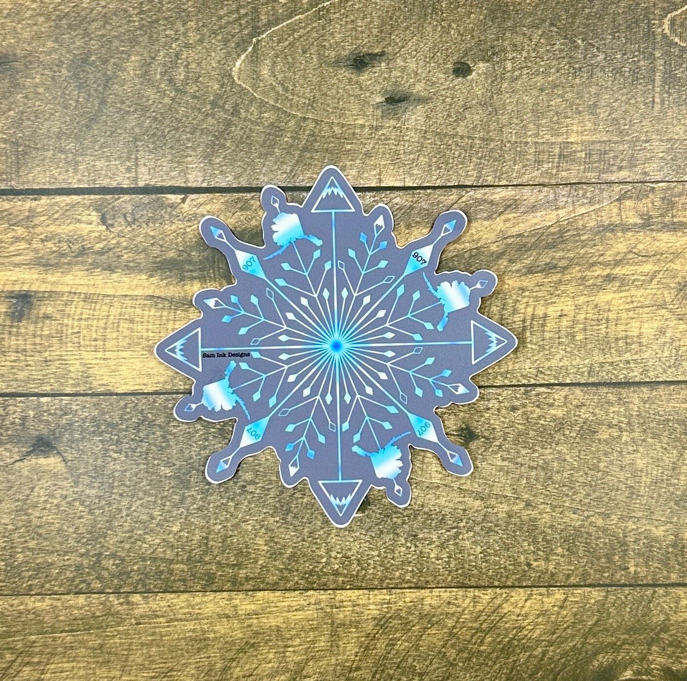 Alaska Snowflake Sticker: Original Art, Waterproof Vinyl Decal