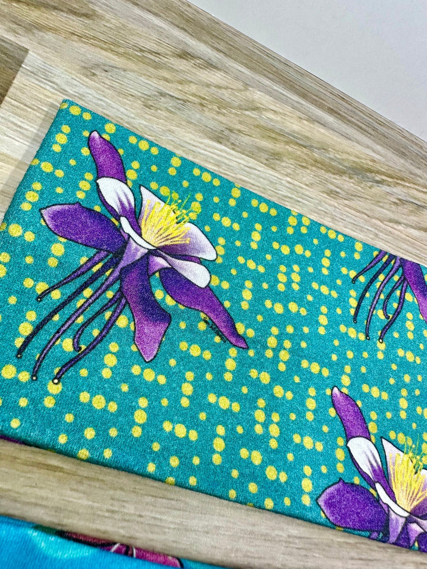 Fireweed Headband and Columbine Flower Bandeau Jersey Knit Soft Fabric Original Artwork by Me