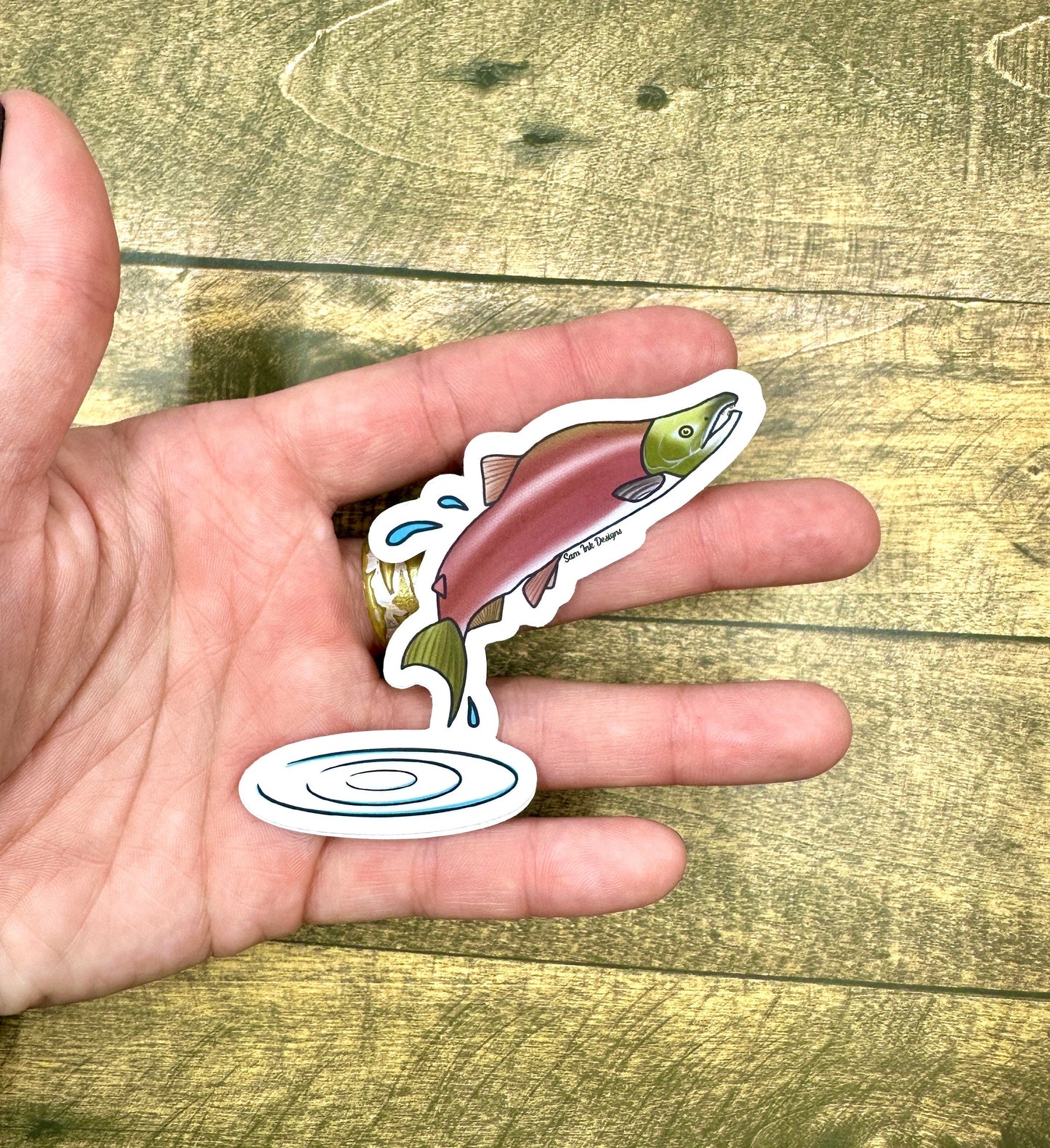 Jumping Salmon Sticker: Waterproof Alaska Fish Art