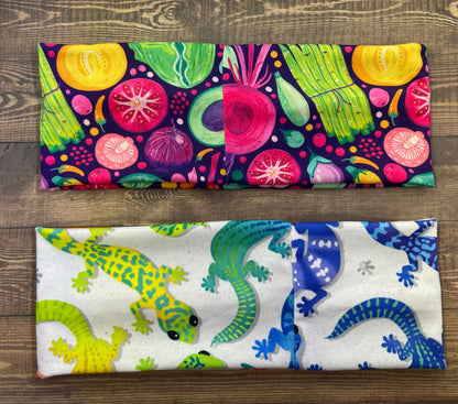 Leopard Geckos Vegetables and Fruit Produce Handmade Headbands Jersey Knit Soft
