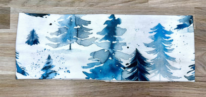 Deer Headband and Spruce Trees Watercolor Handmade Headbands Jersey Knit Soft Bandeau