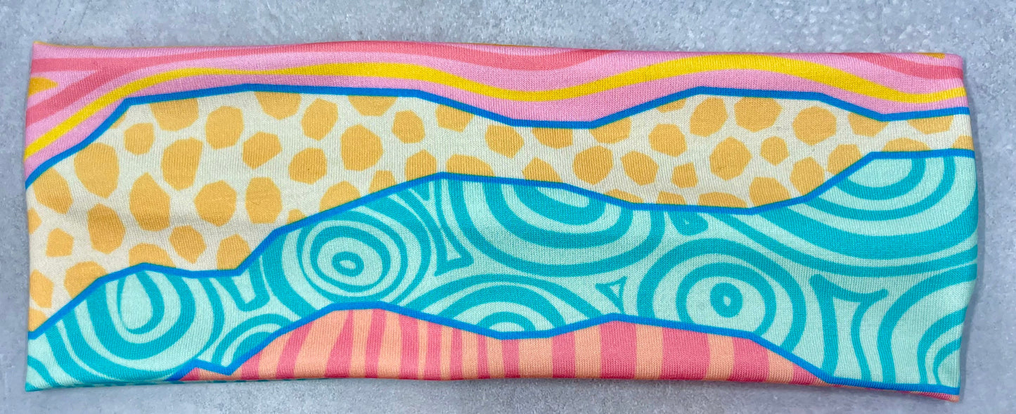 Neon Snakes and Abstract Mountains Spring Colors Jersey Knit Soft Headbands