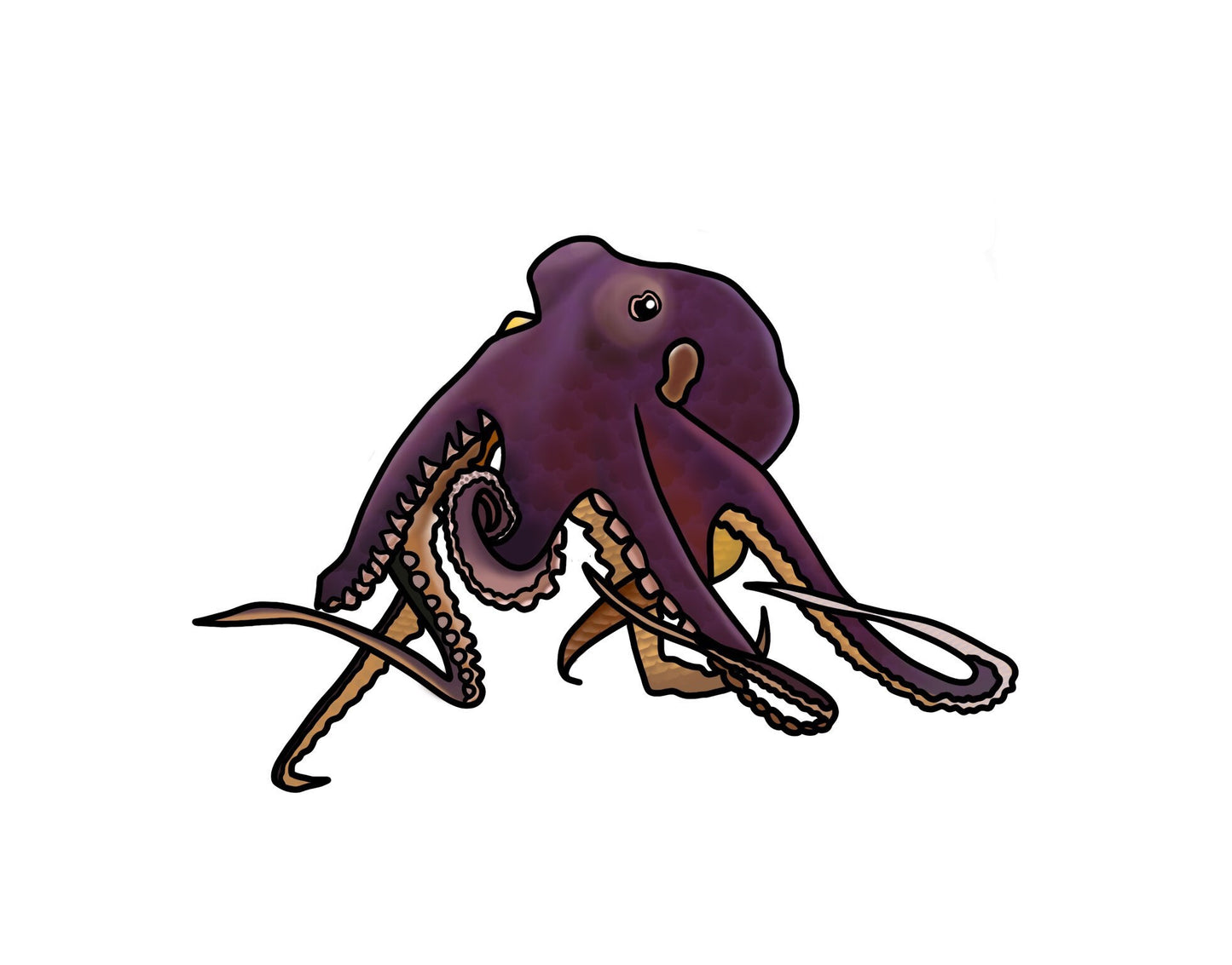 Octopus Sticker Animal Cartoon Stickers Original Artwork Cute Waterproof Laptop Decal