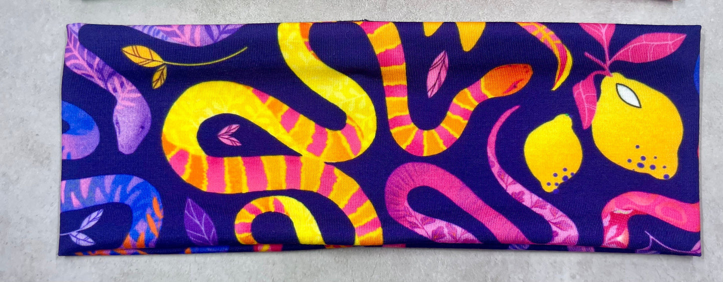 Neon Snakes and Abstract Mountains Spring Colors Jersey Knit Soft Headbands