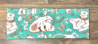 Polar Bear Heabdnsd, Alaska Ulu Headband, Handmade Knit Soft Headbands, Forrest and Mushroom
