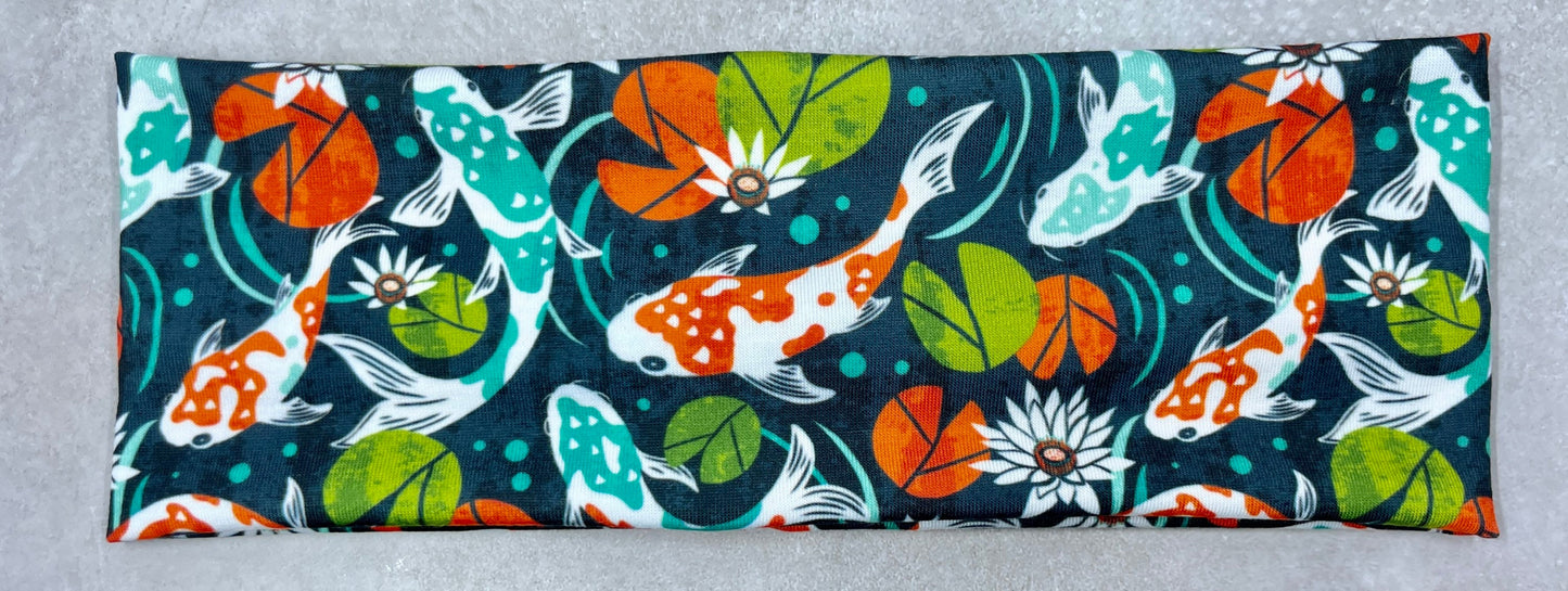 Koi Pond Fish Leap Pads Water Lilly Jersey Knit Soft Headbands