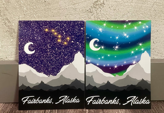 Fairbanks Alaska Northern Lights Stars Postcard