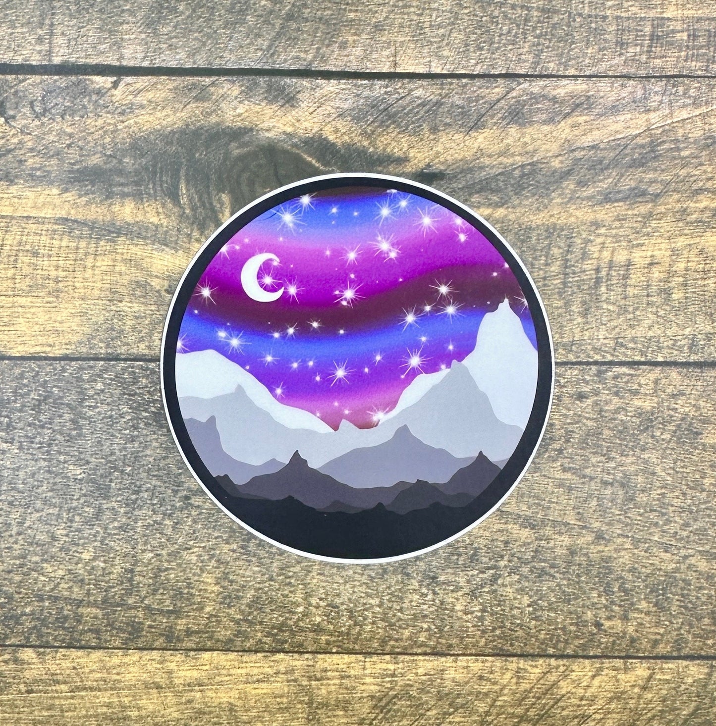 Alaska Mountain Aurora Sticker: Waterproof Vinyl Decal