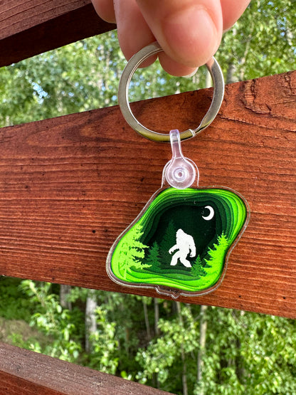 Bigfoot Topographical Key Chain Cryptid Sasquatch