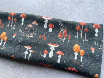 Mushroom Orange Red and Gray Handmade Headbands Jersey Knit Soft