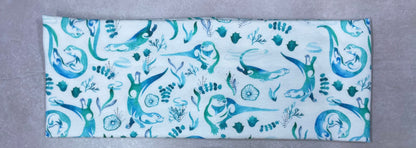 Otters Puffins and Humpback Whales Watercolor Handmade Headbands Jersey Knit Soft