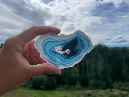 Mermaid Sticker Topographical Sea Blue Decal Original Artwork Sticker Waterproof and Fade Resistant