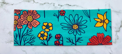 Handmade Floral Jersey Knit Headband: Bird & Beetle Print