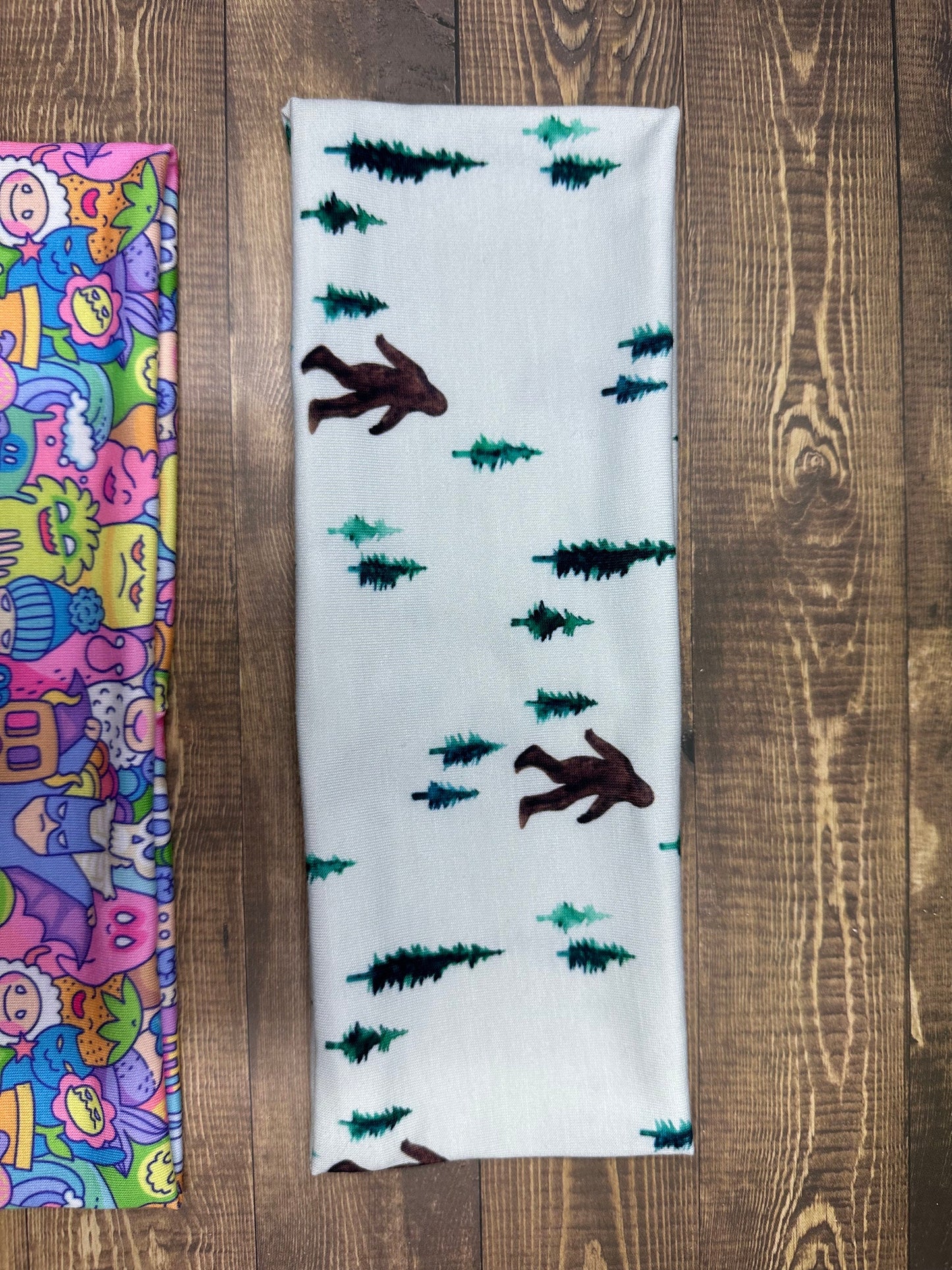 Bigfoot and Cute Creatures Trees Handmade Headbands Jersey Knit Soft