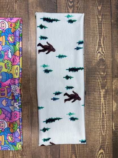 Bigfoot and Cute Creatures Trees Handmade Headbands Jersey Knit Soft