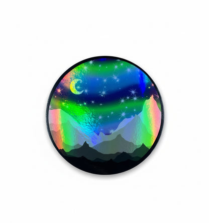 Alaskan Aurora Holographic Sticker Waterproof Original Art Design Durable Fade Resistant Alaska Gift