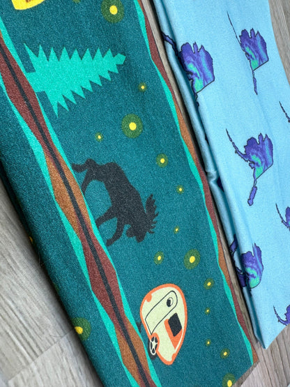 Alaska Moose and Campers Handmade Headbands Jersey Knit Soft