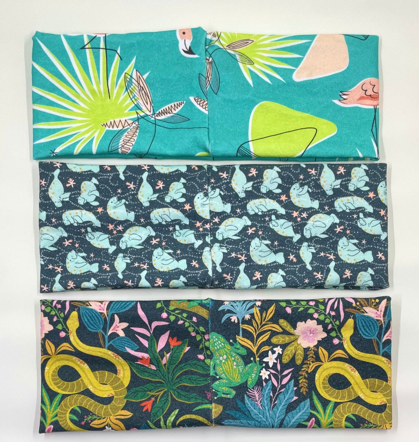 Florida Flamingo Manatee Lizards and Snakes Handmade Headbands Jersey Knit Soft