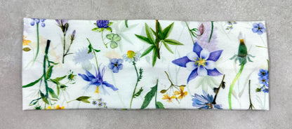 Handmade Floral Headband: Alaskan Fireweed & Columbine Jersey Knit