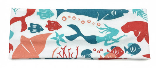 Mermaid Manatee and Sharks Handmade Headbands Jersey Knit Super Soft Marine Life Manta Ray