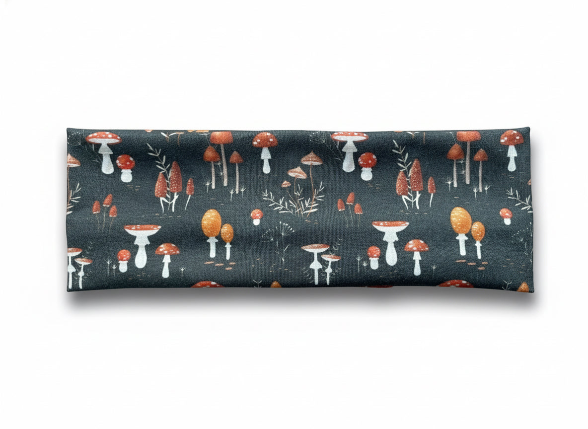 Mushroom Orange Red and Gray Handmade Headbands Jersey Knit Soft