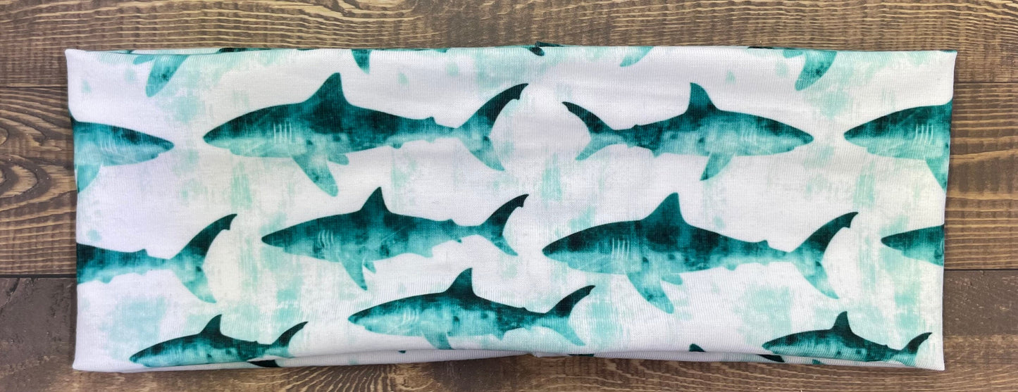 Handmade Shark Headband: Jersey Knit Soft Fabric Headband