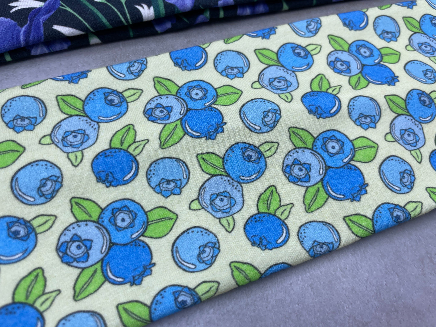 Alaskan Blueberries and Iris Flowers Handmade Headbands Jersey Knit Soft