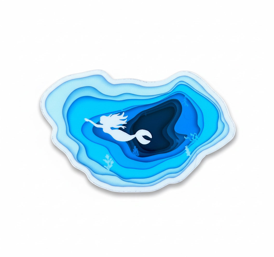 Mermaid Sticker Topographical Sea Blue Decal Original Artwork Sticker Waterproof and Fade Resistant