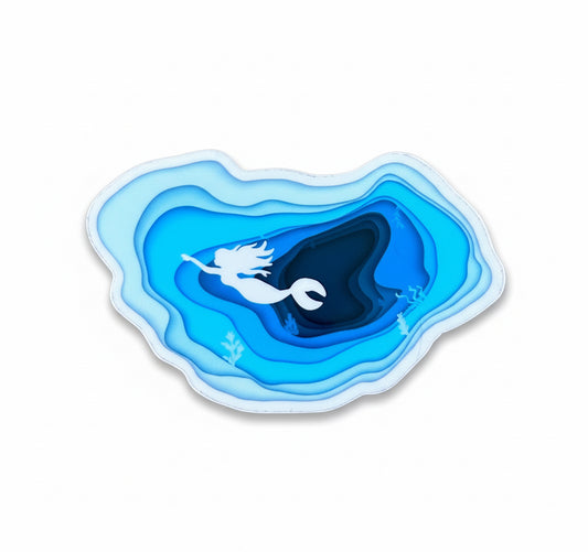 Mermaid Sticker Topographical Sea Blue Decal Original Artwork Sticker Waterproof and Fade Resistant