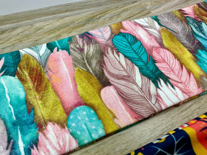 Flamingo Headband and Feathers Handmade Bandeau Jersey Knit Soft Tropical Bright
