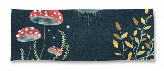 Dark Mushrooms and Leafs Handmade Headbands Jersey Knit Soft Mushrooms