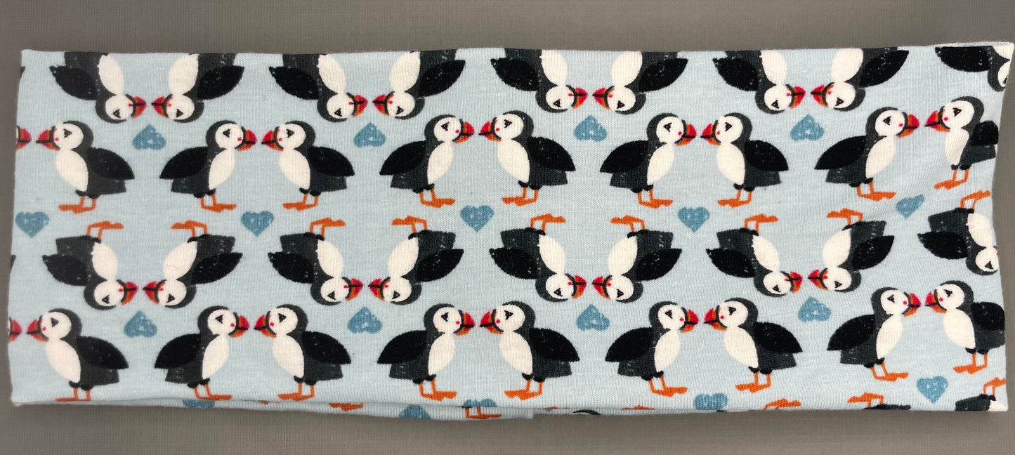 Sea Otter and Puffin Alaskan Handmade Headbands Jersey Knit Soft