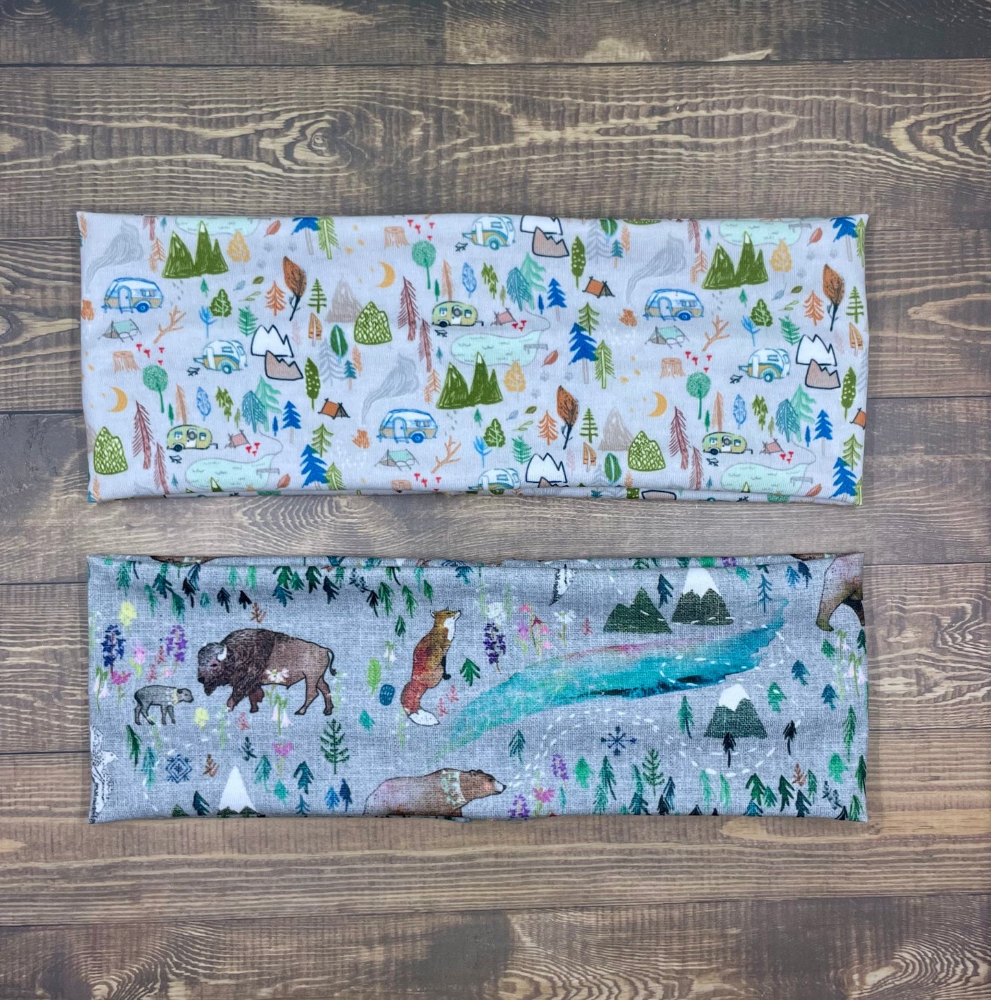 Handmade Alaska Headband: Bison, Fox, Bear Forest Print