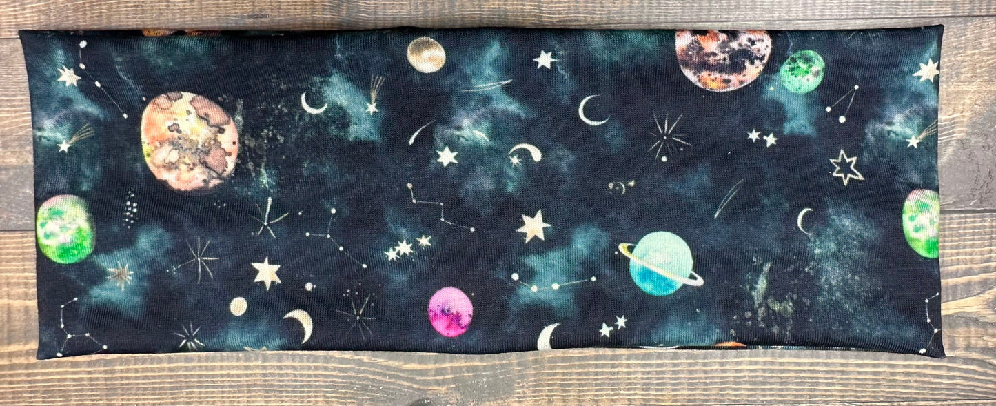 Space Planets and Moons Jersey Knit Soft Headbands Blood Moon Galaxy Stars