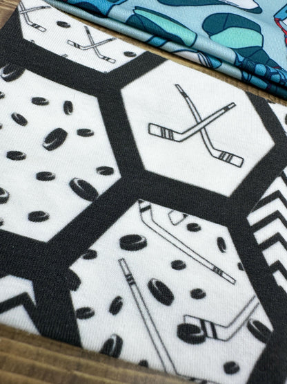 Hockey Headband Stick and Puck Bandeau Handmade Soft Jersey Knit  Sweatband Ice Curling Sports Hockey Mom