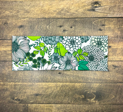 Floral Headband in Green Sunflower Jersey Knit Soft Bandeau All Handmade